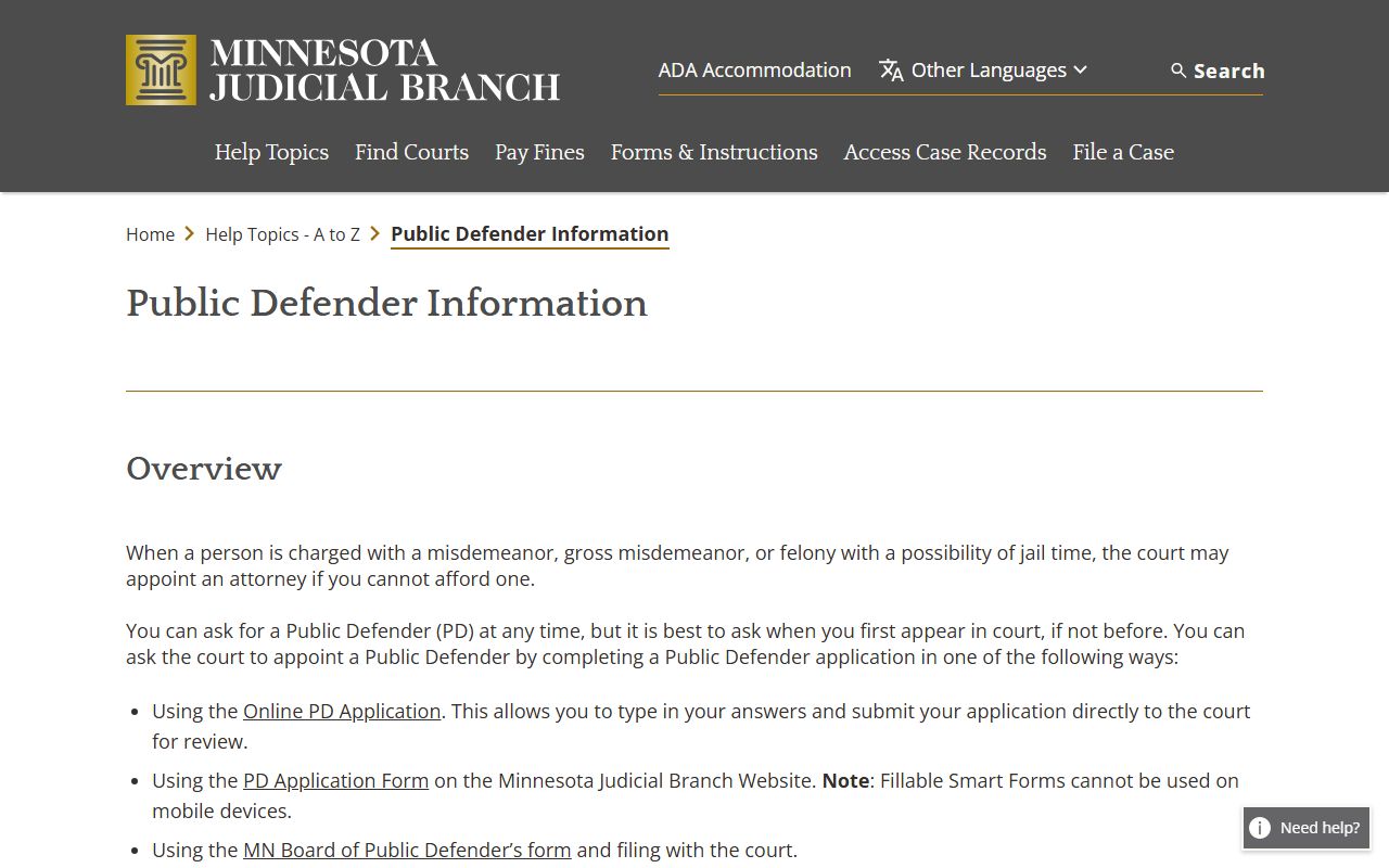 Public defender application and appointment process