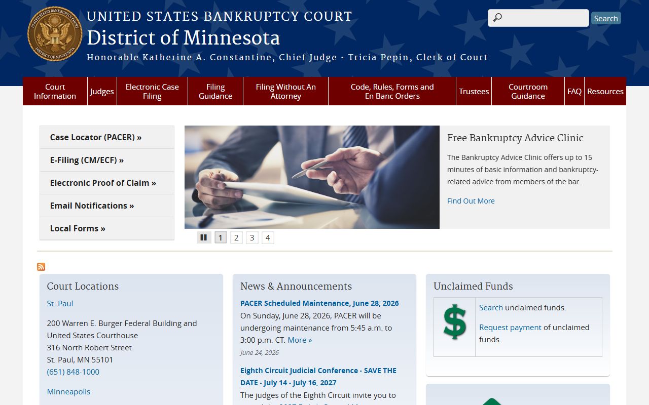 U.S. Bankruptcy Court for the District of Minnesota page