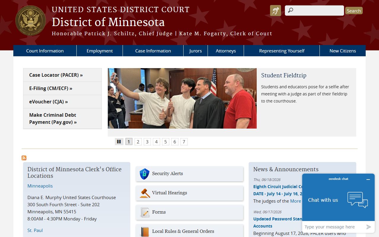 United States District Court for the District of Minnesota page