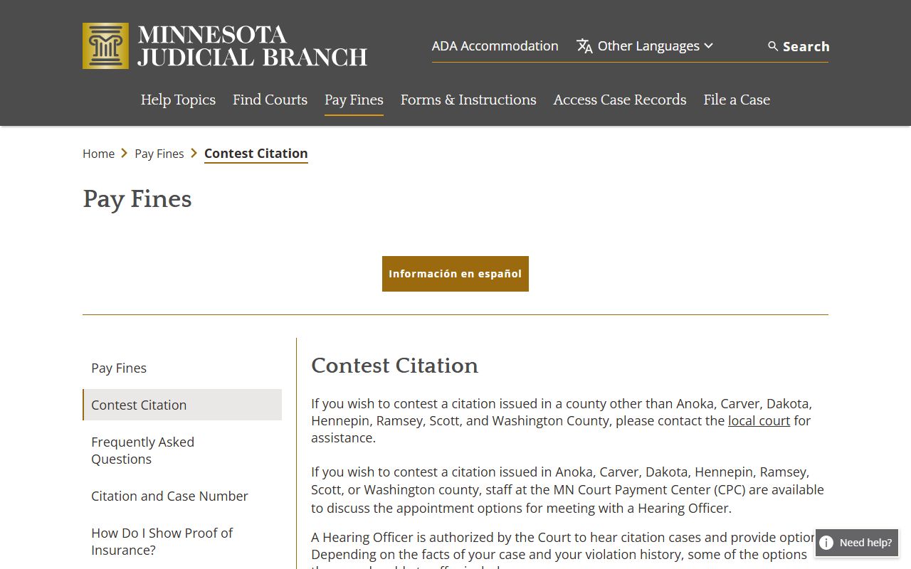 Contest citation page listing Washington County for hearing officer appointments