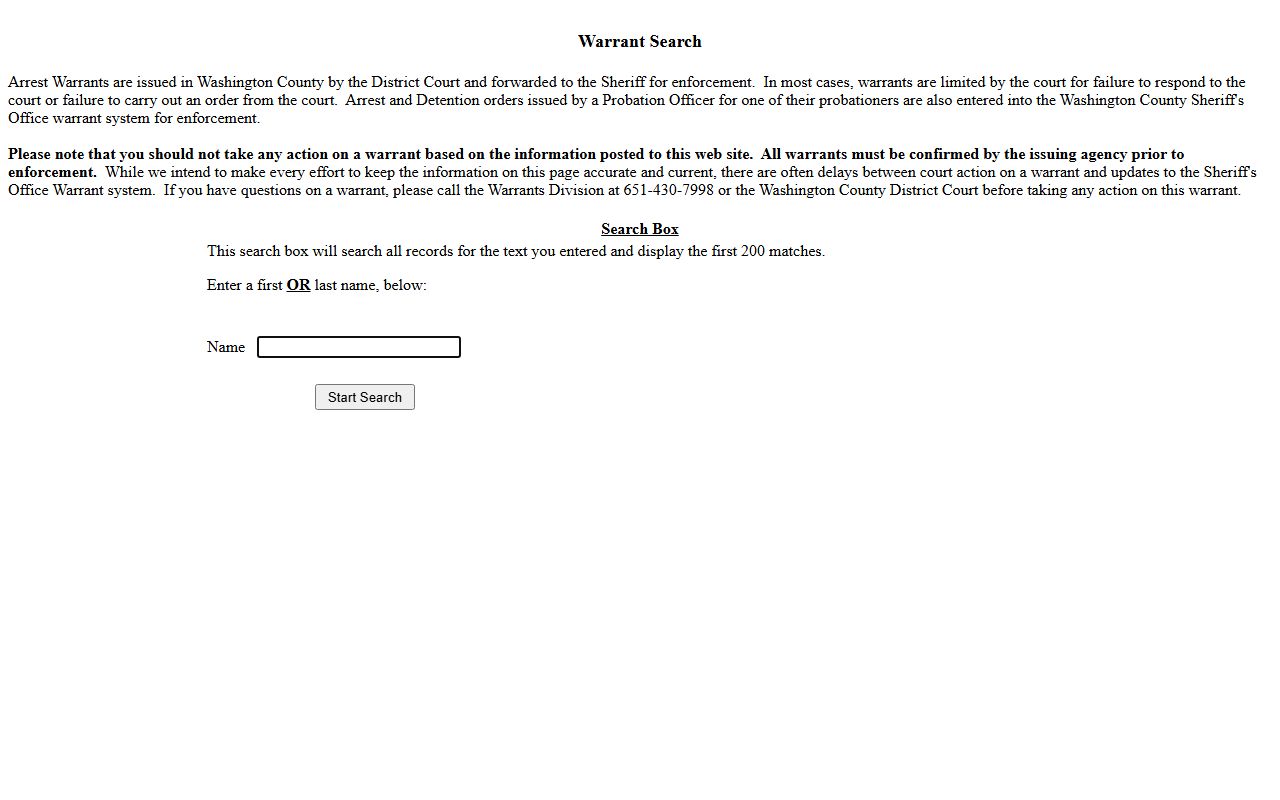 Washington County active warrant search portal